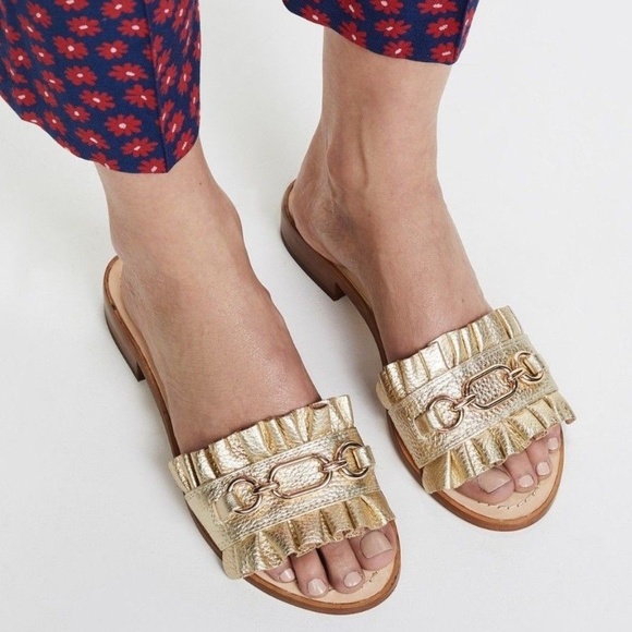 kate spade Shoes - Kate Spade Beau Slip On Open Toe Sandals Gold 6.5